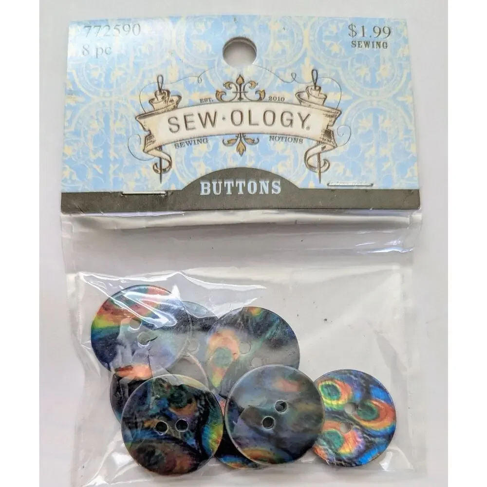 One ( 8 / pack) Sew-ology Tye-Dye Round 20mm Flat 2-hole Buttons Crafts